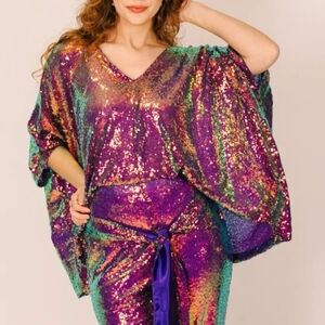 Fringe & Co. Sequin V-Neck Kaftan